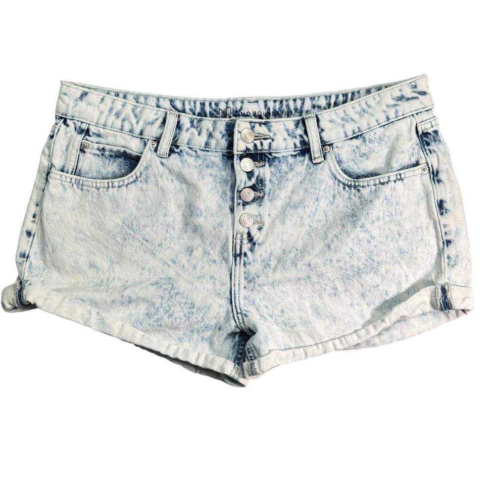 No Boundaries‎ Girls Acid Wash Denim Shorts Light Blue Button Fly Size 13